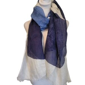 See Circle Print Scarf White/Blue